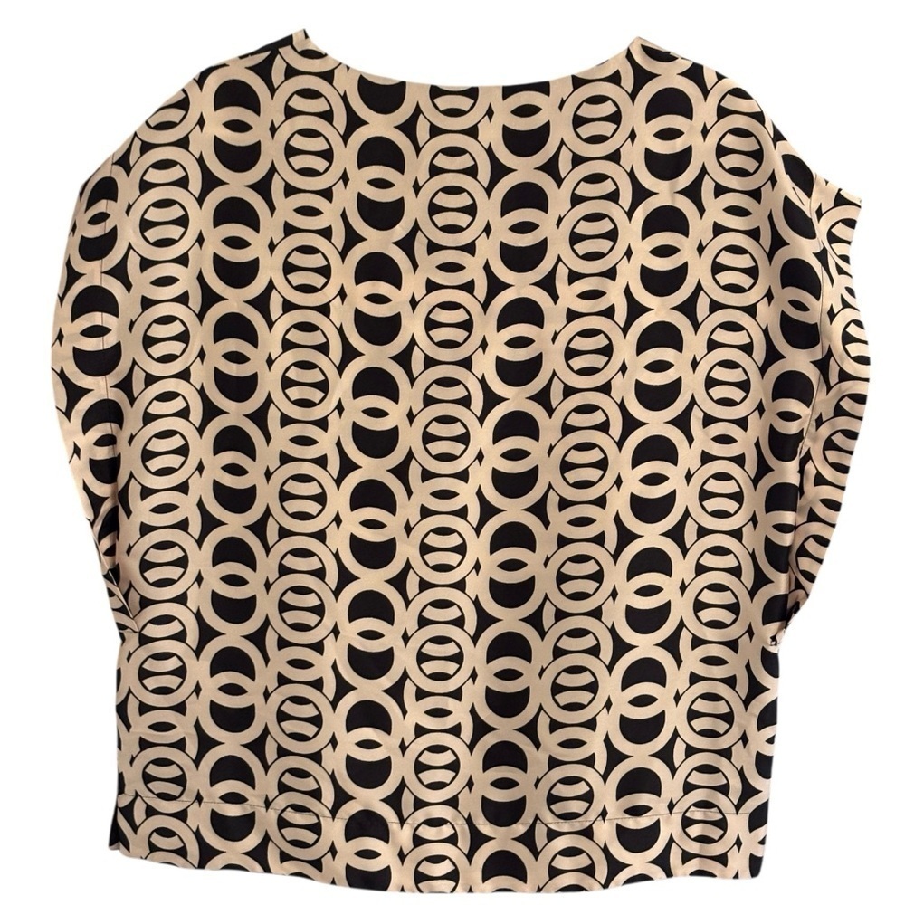 summum Woman Amsterdam Poland Top Blouse Size 36 Medium Tan Black Brown - Picture 9 of 9